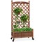 Best Choice Products 60in Mobile Wood Planter Box & Diamond Lattice Trellis, w/ Drainage Holes, Optional Wheels - Walnut
